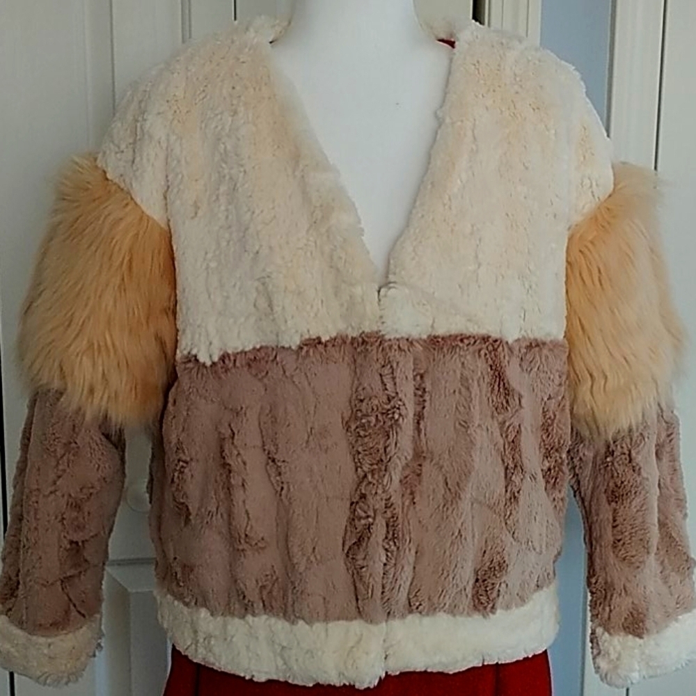 🧥Fun faux fur vintage Jacket, M - Picture 1 of 12